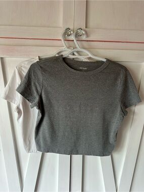 BUNDLE wild fable Gray + White Cropped Crewneck Tee